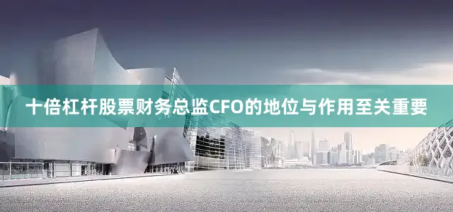 十倍杠杆股票财务总监CFO的地位与作用至关重要
