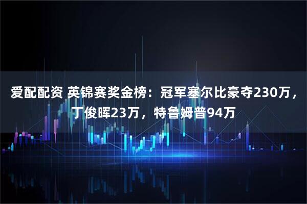 爱配配资 英锦赛奖金榜：冠军塞尔比豪夺230万，丁俊晖23万，特鲁姆普94万